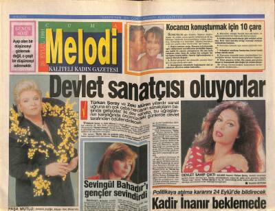 Sabah Gazetesi Melodi Eki 20 Eylül 1991 - Zeki Müren Ve Türkan Şoray Devlet Sanatçısı Oluyorlar GZ90627 - 1
