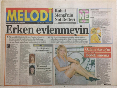 Sabah Gazetesi Melodi Eki 23 Aralık 1994 - Özlem Savaşın Hedefi Sinema, Erken Evlenmeyin GZ24690 - 1