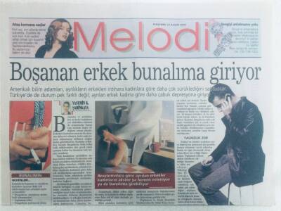 Sabah Gazetesi Melodi Eki 23 Kasım 2000 - Boşanan Erkek Bunalıma Giriyor GZ40535 - 1