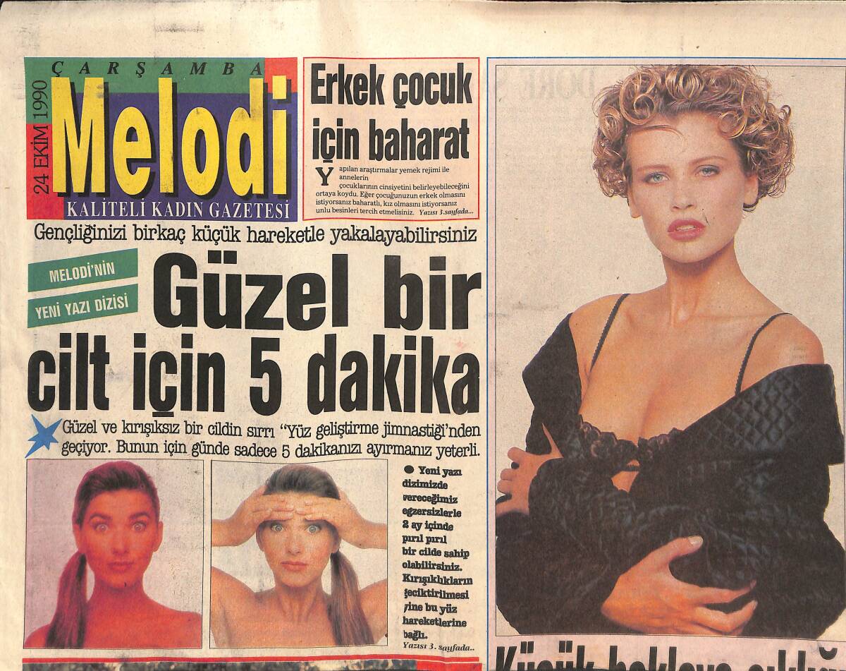 Sabah Gazetesi Melodi Eki 24 Ekim 1990 - Bruce Willis'in Yıldızı Parlıyor - Mankenlerin Ekran Çıkarması GZ138132 - 1