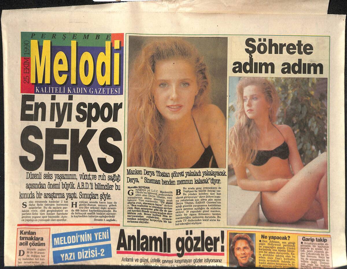 Sabah Gazetesi Melodi Eki 25 Ekim 1990 - Sezen Aksu Dışa Açılıyor - Perran Kutman Ve Emrah Özel TV İçin Çekilen Programda GZ138178 - 1