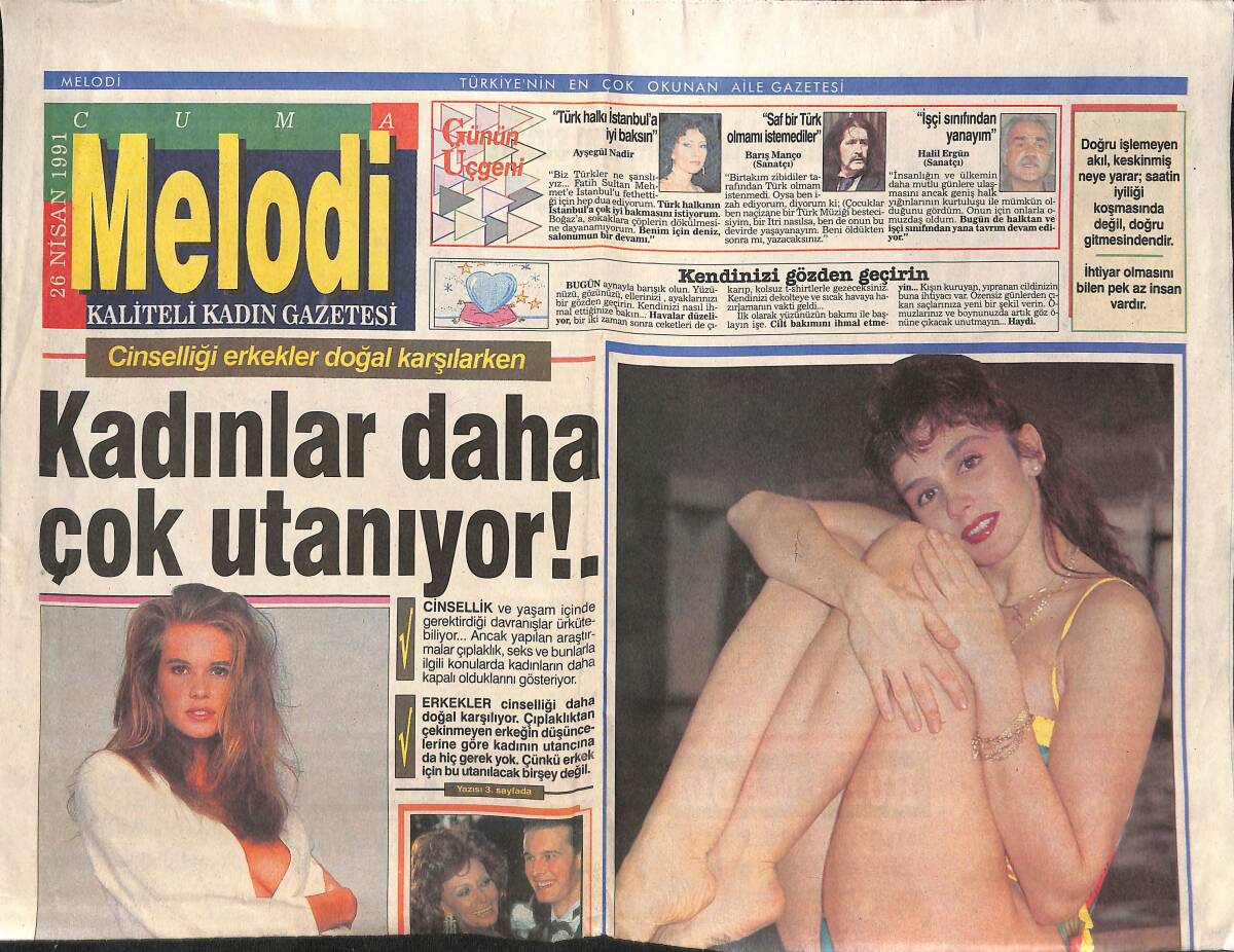 Sabah Gazetesi Melodi Eki 26 Nisan 1991 - Müslüm Gürses Ve Muhterem Nur , Mutlu Bir Yaşam Sürüyorlar - Zeki Müren '' Maşallah Turp Gibiyim '' GZ138121 - 1