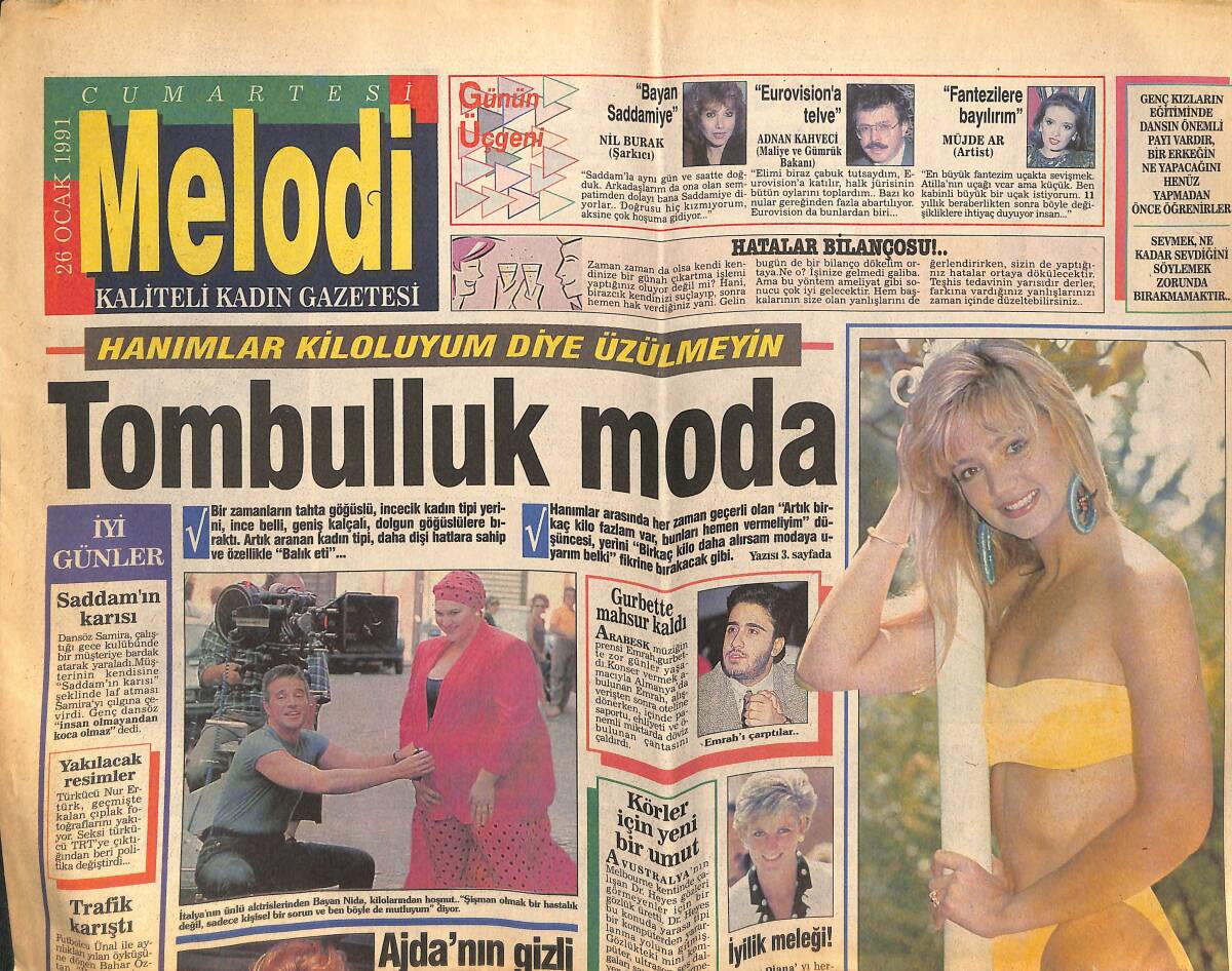 Sabah Gazetesi Melodi Eki 26 Ocak 1991 - Ajda Pekkan'ın Gizli Hazırlığı !.. - Emrah Gurbette Mahsur Kaldı GZ138130 - 1