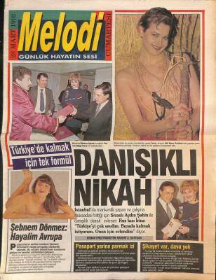Sabah Gazetesi Melodi Eki 28 Mart 1992 - Güllüden Sonra Zehra Geliyor !..- Şebnem Dönmez Hayalim Avrupa GZ94258 - 1