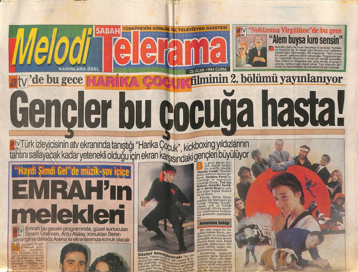 Sabah Gazetesi Melodi Eki 28 Ocak 1994 - Emrah'ın Melekleri - Assolist Emel Sayın GZ153047 - 1