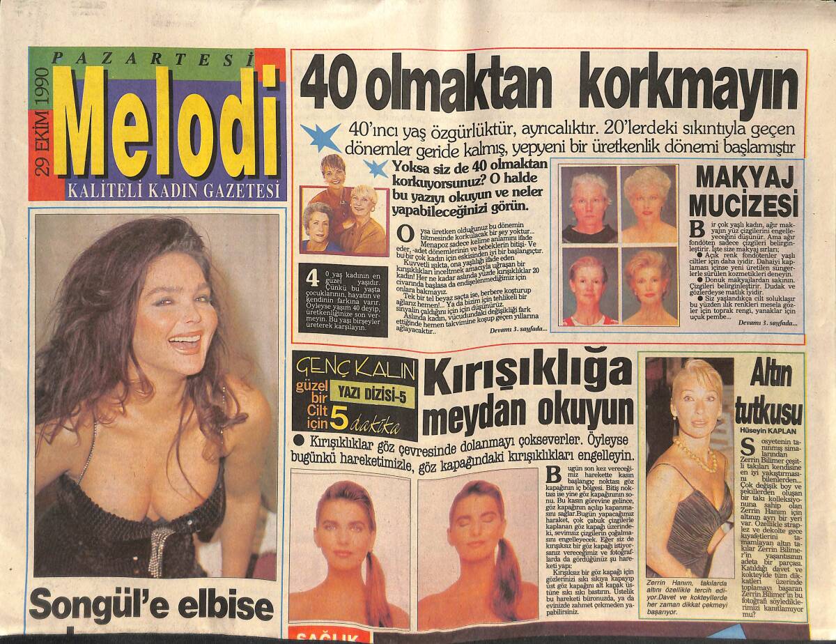 Sabah Gazetesi Melodi Eki 29 Ekim 1990 - Ceylan 17 Günlük Bir Anadolu Turnesine Çıkıyor - Brigitte Bardot TV-3 Ekranında GZ138185 - 1