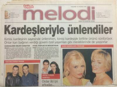 Sabah Gazetesi Melodi Eki 29 Haziran 2000 - Kardeşleriyle Ünlendiler,Ajda-Semiramis Pekkan,Hakan Zafer Peker GZ35612 - 1