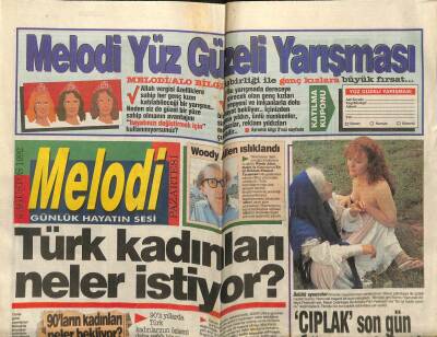 Sabah Gazetesi Melodi Eki 3 Ağustos 1992 - Türk Kadınları Neler İstiyor GZ75279 - 1
