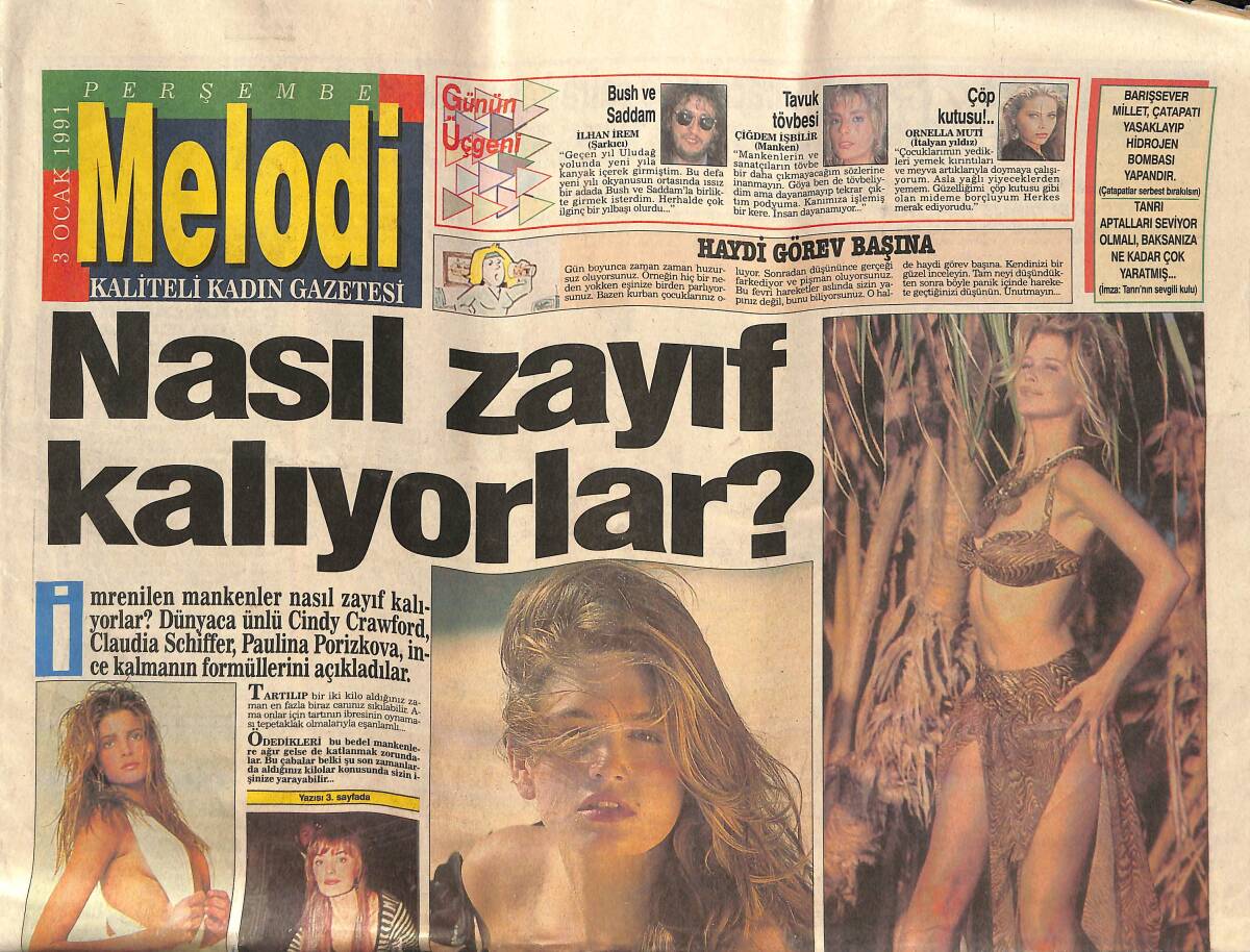 Sabah Gazetesi Melodi Eki 3 Ocak 1991 - Fatih Kısaparmak Takdir Ediliyor - Sophia Loren'in Hayal Kırıklığı GZ138172 - 1