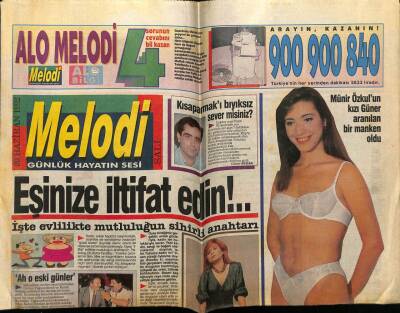 Sabah Gazetesi Melodi Eki 30 Haziran 1992 - Eşinize İltifat Edin GZ75463 - 1