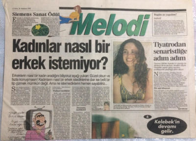 Sabah Gazetesi Melodi Eki 30 Haziran 1995 - Tiyatrodan Senaristliğe Adım Adım - GZ21389 - 1