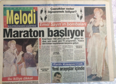 Sabah Gazetesi Melodi Eki 30 Kasım 1991 - Emel Sayın 1992 Yılında Çok Hızlı,Fatih Kısaparmak Arayış İçinde GZ21408 - 1