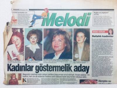 Sabah Gazetesi Melodi Eki 30 Kasım 1995 - En Fazla Kadın Aday Çillerin Partisinde GZ42586 - 1