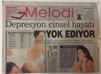 Sabah Gazetesi Melodi Eki 30 Ocak 2001 - Depresyon Cinsel Hayatı Yok Ediyor GZ28293 - 1