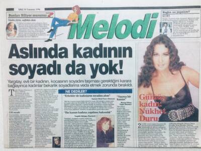 Sabah Gazetesi Melodi Eki 30 Temmuz 1996 - Gümüş Kadın Nukhet Duru GZ42579 - 1