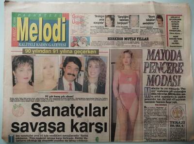 Sabah Gazetesi Melodi Eki 31 Aralık 1990 Sanatçılar Savaşa Karşı -GZ33108 - 1