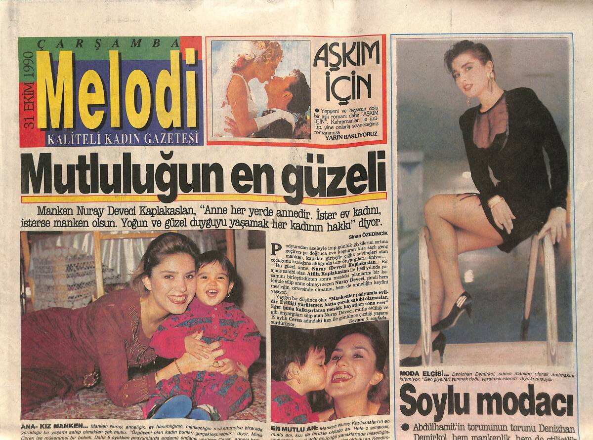 Sabah Gazetesi Melodi Eki 31 Ekim 1990 - Türkan Şoray Yönetmenliğe Dönüyor - Sakıp Sabancı'dan Şarkılar GZ138183 - 1