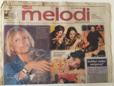 Sabah Gazetesi Melodi Eki - 4 Temmuz 2000 - Kedi Sever Ünlüler Ajda Pekkan , Nilüfer ... GZ43937 - 2