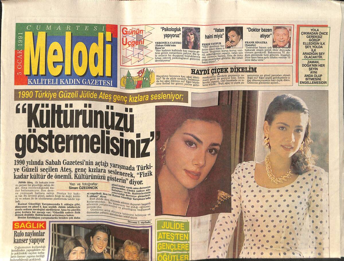 Sabah Gazetesi Melodi Eki 5 Ocak 1991 - Kemal Sunal'dan TV'ye Boykot - Julide Ateş'ten Gençlere Öğütler GZ138108 - 1