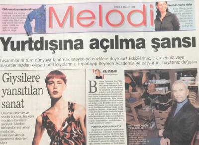 Sabah Gazetesi Melodi Eki 8 Aralık 2000 -Giysilere Yansıtılan Sanat GZ36354 - 1