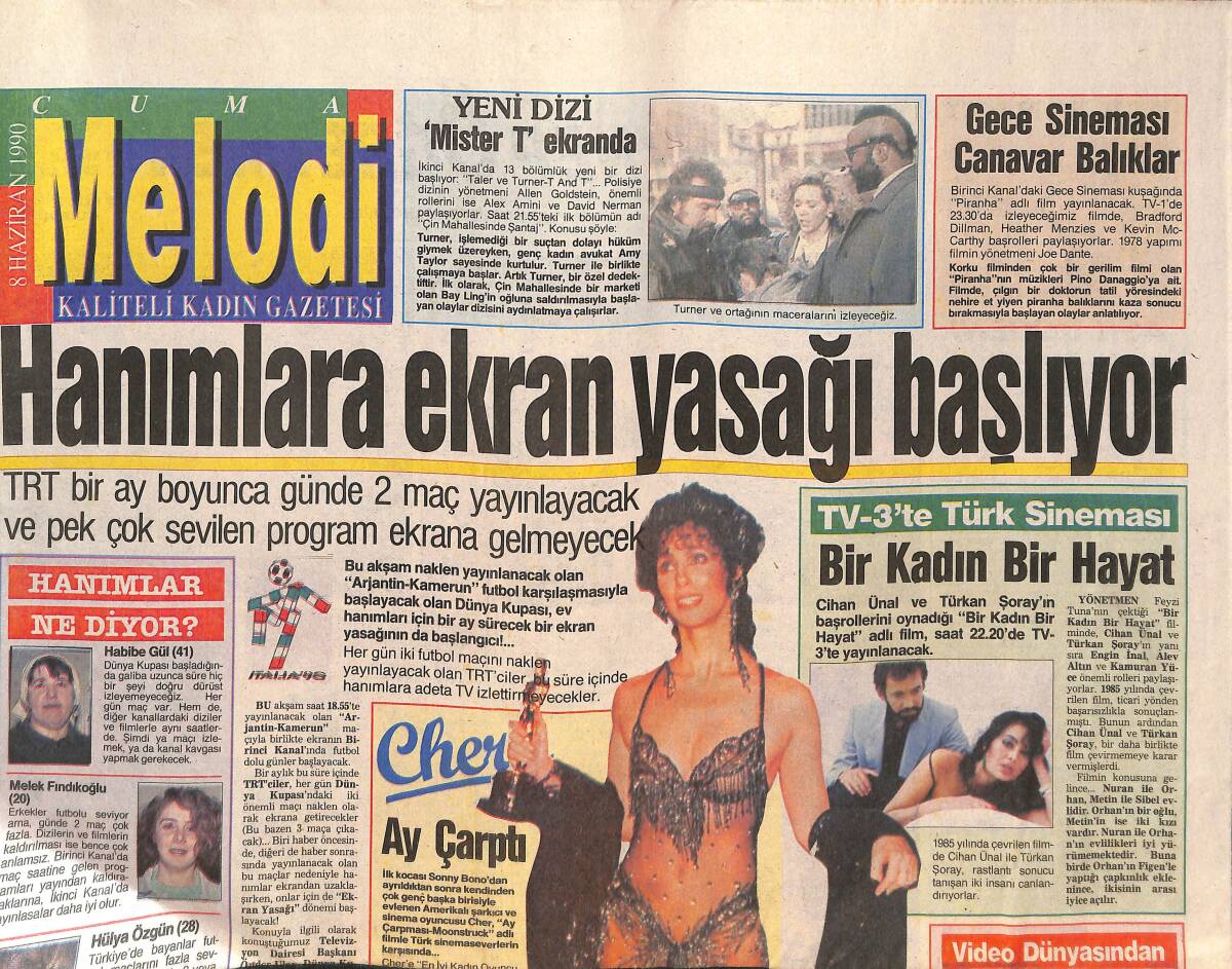 Sabah Gazetesi Melodi Eki 8 Haziran 1990 - Türkan Şoray Bir Kadın Bir Hayat Film AfişTom Cruise'in Yeni Filmi GZ146488 - 1