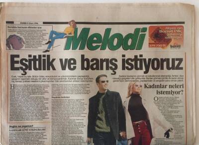 Sabah Gazetesi Melodi Eki 8 Mart 1996 - Kadınlar Günü Eşitlik Ve Barış İstiyoruz GZ22316 - 1