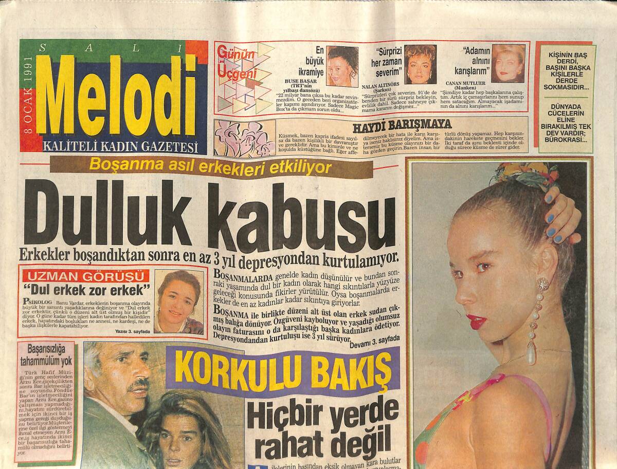 Sabah Gazetesi Melodi Eki 8 Ocak 1991 - Ayhan Işık'ın Eşi Gülşen Işık , Her Gece Bir Yerde GZ138177 - 1