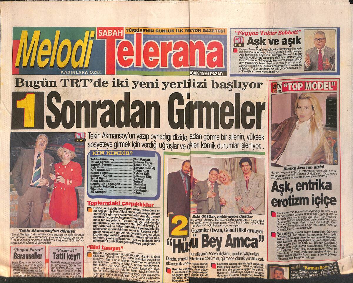 Sabah Gazetesi Melodi Eki 9 Ocak 1994 - Harika Avcı'nın Dizisi GZ152795 - 1