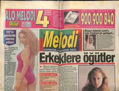 Sabah Gazetesi Melodi Eki 9 Temmuz 1992 - Elif Kramerin Gönlünde Sinema Yatıyor GZ75490 - 1
