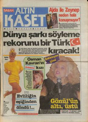 Sabah Gazetesi Müzik Magazin Eki 3 Şubat 1988-Orhan Gencebay Artık Sosyete Sanatçısı Oldu -Harika Avcı,19 Yaşındaki Sezer İnanoğlu İle Tam Evlenecekti GZ94225 - 1