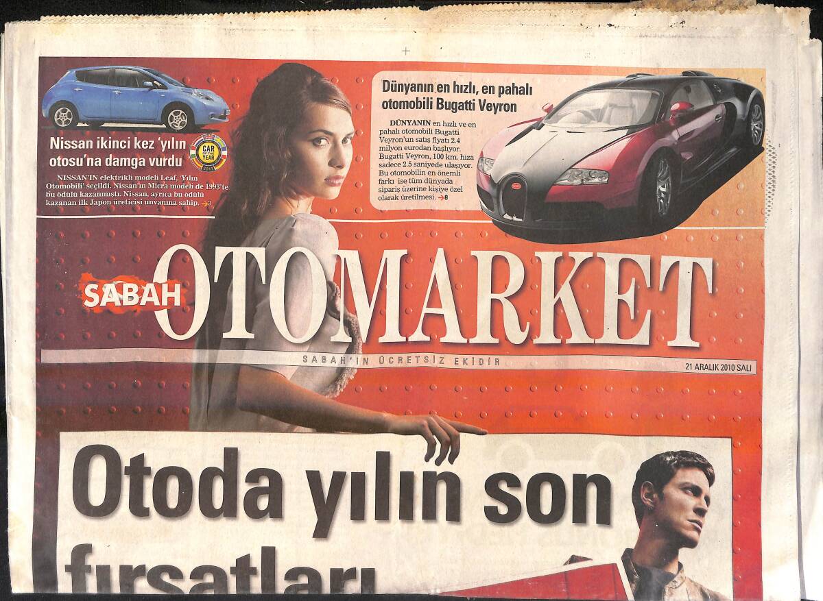 Sabah Gazetesi Oto Market Eki 21 Aralık 2010 - Dünyanın En Hızlı , En Pahalı Otomobili Bugatti Veyron GZ159806 - 1
