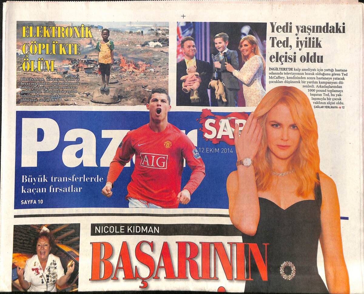 Sabah Gazetesi Pazar Eki 12 Ekim 2014 - Nicole Kidman 'Başarının Sırrı Aile' GZ160014 - 1