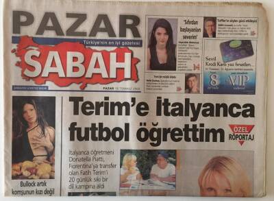 Sabah Gazetesi Pazar Eki 16 Temmuz 2000 - Fatih Terim İtalyanca Futbol Öğrendi GZ20835 - 1