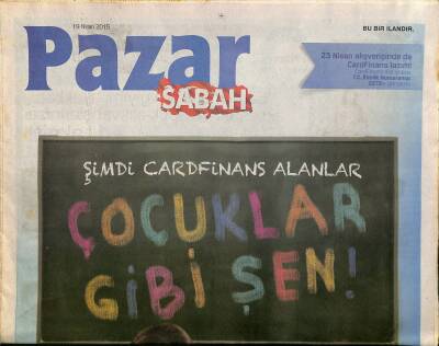 Sabah Gazetesi Pazar Eki 19 Nisan 2015 - Doğu İle Batı Beyoğlunda Buluştu - Nazım Hikmet Laik Bir Hayal Kırıklığı GZ125907 - 1