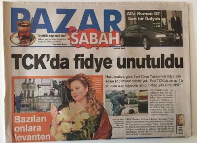 Sabah Gazetesi Pazar Eki 2 Eylül 2005 -TCKda Fidye Unutuldu GZ20775 - 1