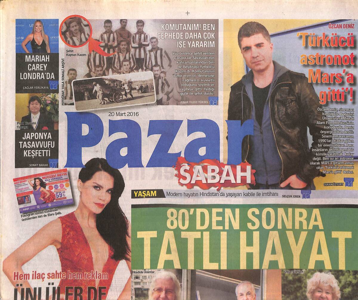 Sabah Gazetesi Pazar Eki 20 Mart 2016 - Mariah Carey Londra'da - Hem İlaç Sahte Hem Reklam Ünlüler de Mağdur Alanlar da GZ136509 - 1