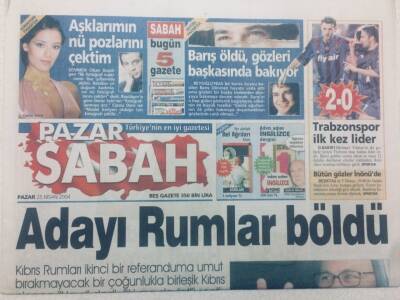 Sabah Gazetesi Pazar Eki - 25 Nisan 2004 - Adayı Rumlar Böldü GZ46787 - 1