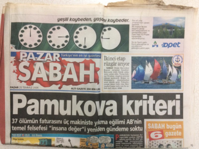Sabah Gazetesi Pazar Eki 25 Temmuz 2004 - Pamukova Kriteri GZ27800 - 1