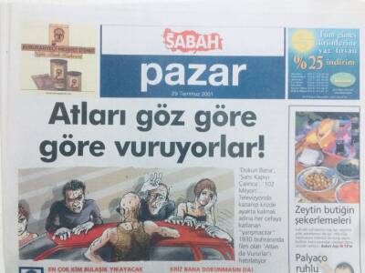 Sabah Gazetesi Pazar Eki 29 Temmuz 2001 - Atları Göz Göre Göre Vuruyorlar GZ40957 - 1