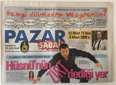 Sabah Gazetesi Pazar Eki 8 Mart 2009 - Hüsnü Şenlendirici Klarneti Yine İkinci Planda GZ20726 - 1