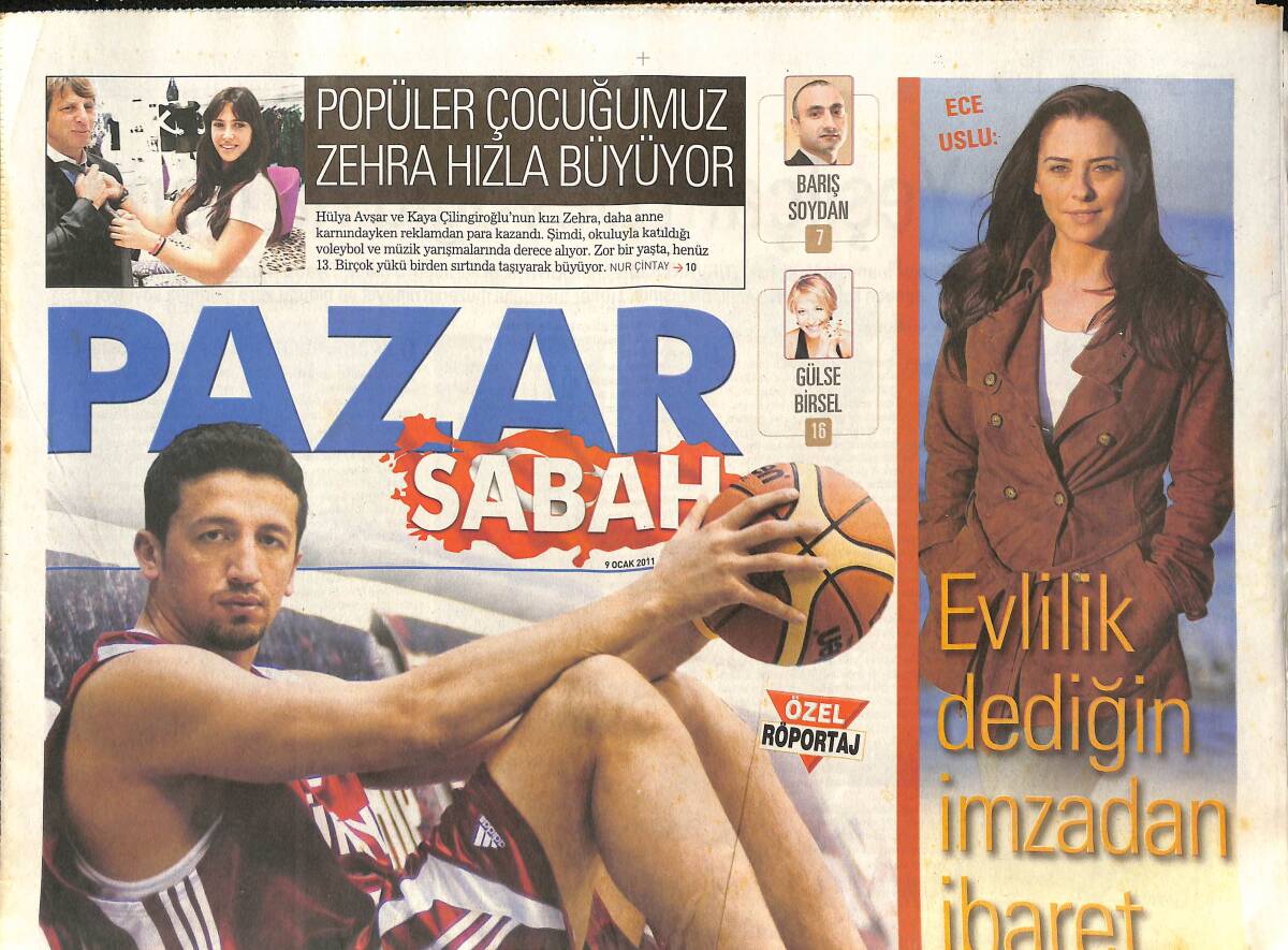 Sabah Gazetesi Pazar Eki 9 Ocak 2011 - Hidayet Türkoğlu Spor Okullarıyla Türkiye'ye Dönüyor GZ136302 - 1