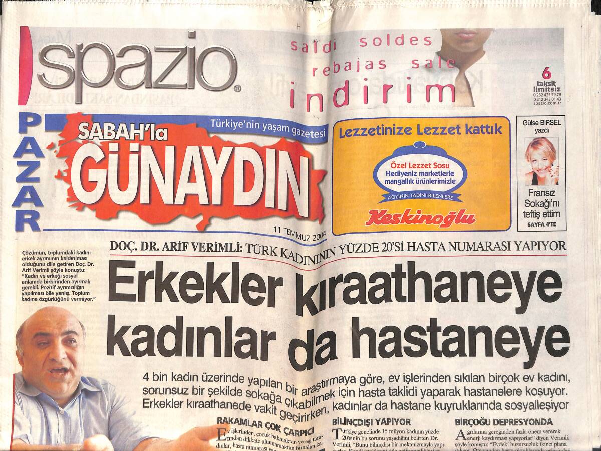 Sabah Gazetesi Pazar Günaydın Eki 11 Temmuz 2004 - Tuba Ünsal İle Kylie Abla Kardeş Mi ? - Stelyo'nun Attığı Çiçek Ağzına Girdi GZ155927 - 1