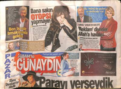 Sabah Gazetesi Pazar Günaydın Eki 8 Şubat 2009 - Nefise Karatay Bana Sakın Otopsi Yapmayın GZ116326 - 1