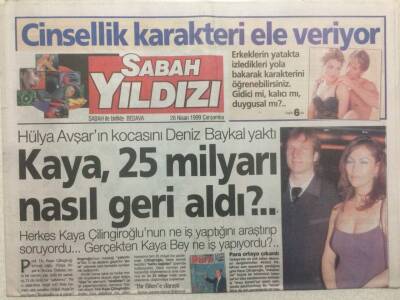 Sabah Gazetesi Sabah Yıldızı Eki 28 Nisan 1999 - Hülya Avşarın Kocasını Deniz Baykal Yaktı GZ34814 - 1
