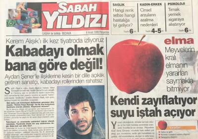 Sabah Gazetesi Sabah Yıldızı Eki 8 Nisan 1999- Kendi Zayıflatıyor ,Suyu İştah Açıyor-Güzel Bir Yüz İçin 5 Hedef GZ36341 - 1