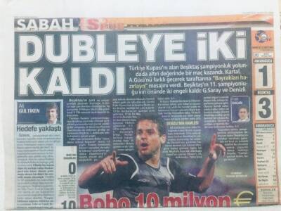 Sabah Gazetesi Spor Eki 18 Mayıs 2009 - Dubleye İki Kaldı GZ42334 - 1