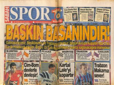 Sabah Gazetesi Spor Eki 20 Ekim 1993 - Siyah Beyazlı Ekibin Ajax Önündeki Taktiği,Sıkı Defans,Bol Şut,Trabzonda Büyük Alarm GZ95083 - 1