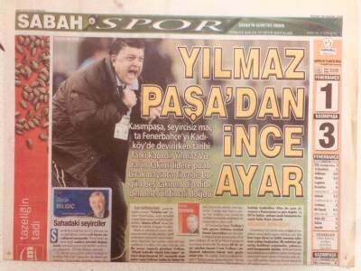 Sabah Gazetesi Spor Eki 29 Kasım 2009 - Yılmaz Paşadan İnce Ayar GZ40284 - 1