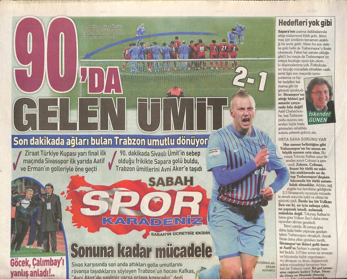 Sabah Gazetesi Spor Karadeniz Eki 18 Nisan 2013 - Efes'in Hala Bir Sözü Var - Fredrik Risp 
