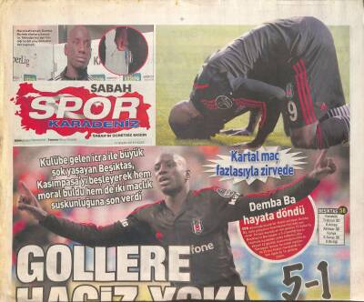 Sabah Gazetesi Spor Karadeniz Eki 19 Nisan 2015 - Demba ba Hayata Döndü - Marsel İlhan Finale Çıktı GZ124878 - 1